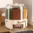 Axyaa Rice & Cereal Dispenser: Sealed 360° Rotating Kitchen Container with Multiple Sections