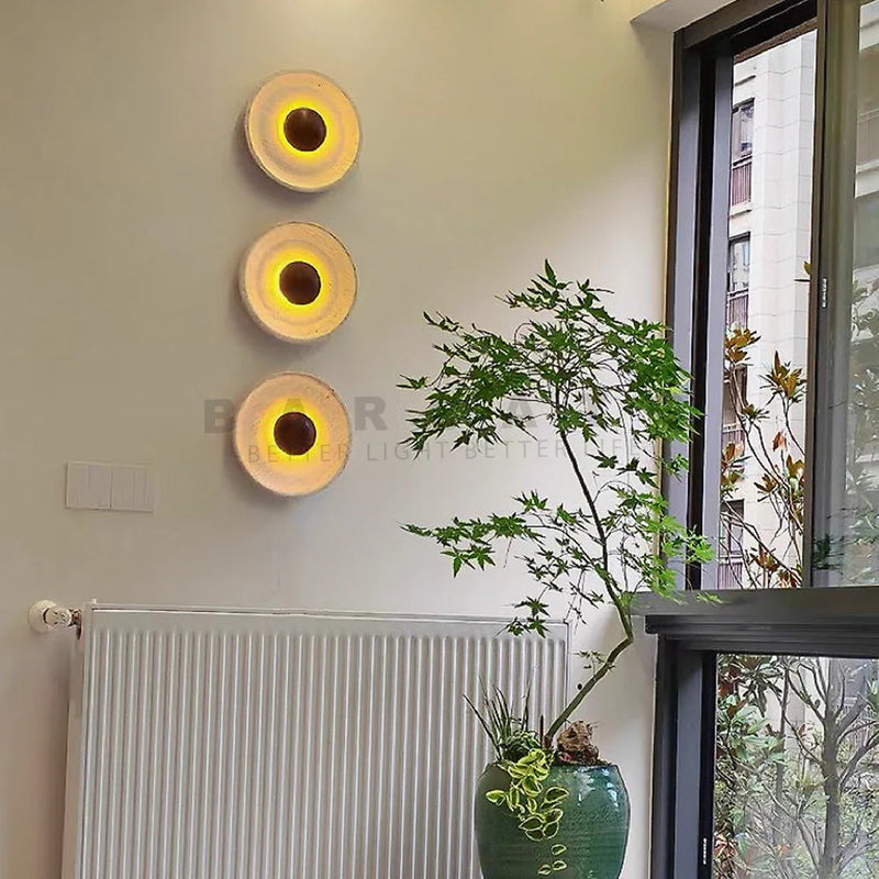 Modern Stone Wood LED Wall Lamp by Axyaa: Personalized Decor for Home Bar, Bedroom, Dining Room