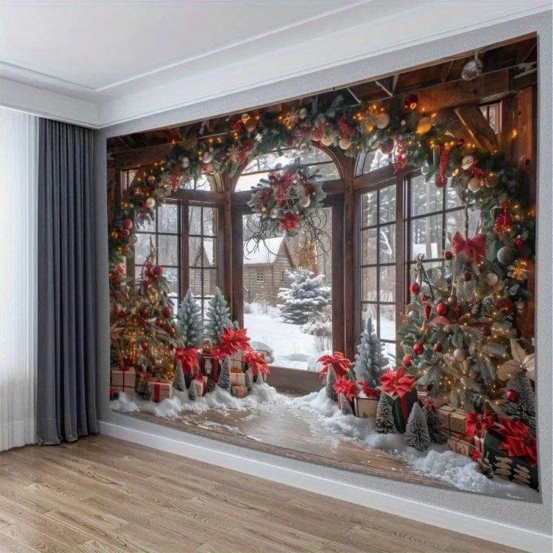 Axyaa Winter Wonderland Christmas Tapestry: Festive Home & Outdoor Decor