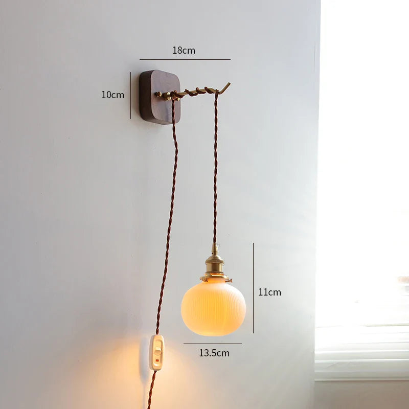 Axyaa Walnut Wooden LED Wall Lights Fixture Modern Indoor Lighting Nordic Wandlamp
