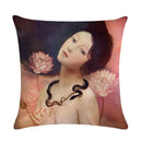 Axyaa Fairy Girl Linen Pillowcase for Home Decor 45X45CM