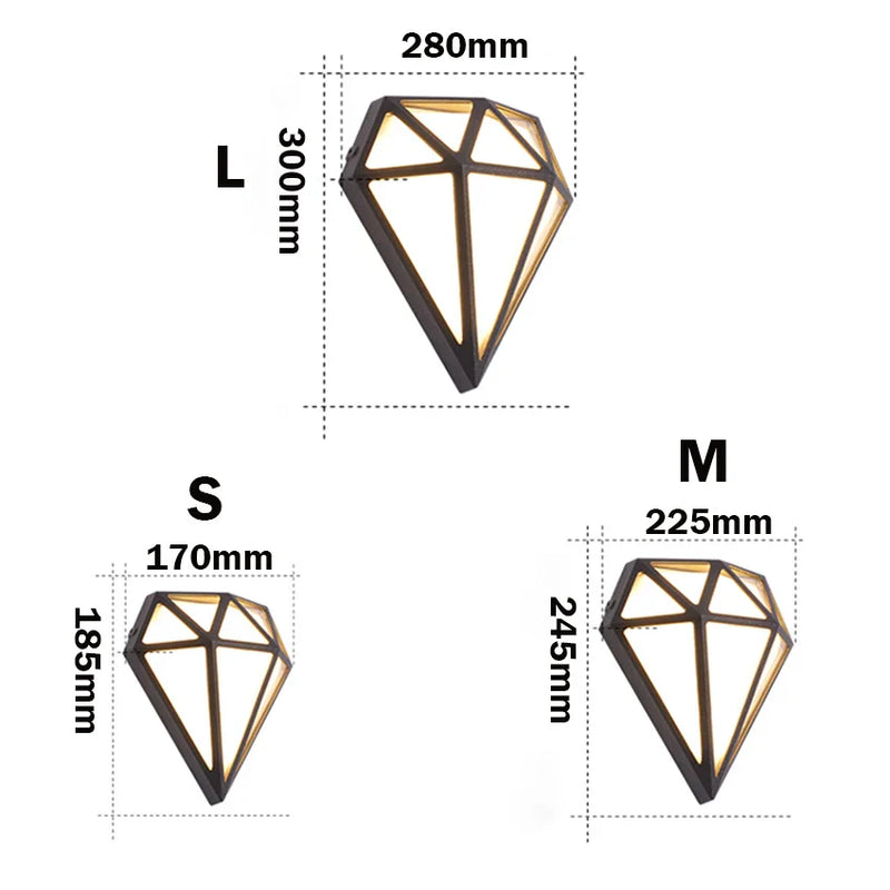 Axyaa Modern Diamond-Shaped Waterproof Wall Sconce for Porch, Terrace, and Garden Decor
