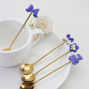 Axyaa Cartoon Dessert Spoon Set - Gold Cutlery for Coffee, Ice Cream, and More