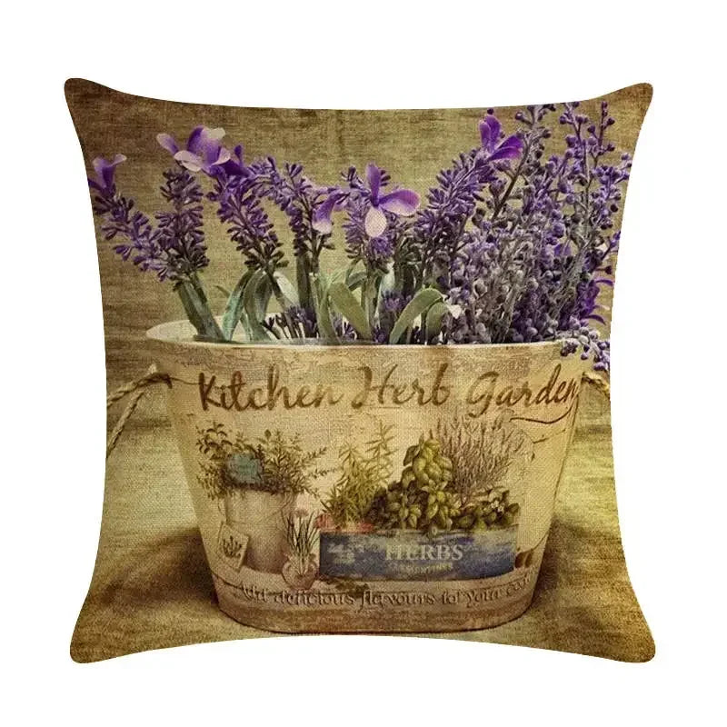Purple Lavender Floral Pillowcase for Home Decor by Axyaa