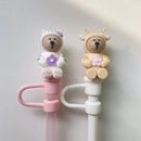 Axyaa Cherry Blossom Bear Deer Straw Cover for Starbucks Tumbler