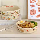 Axyaa Matte Ceramic Deep Plate for Pasta Salad Breakfast Fruit Plate