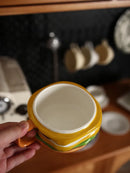 Axyaa Ceramic Burger Coffee Cup with Lid, Irregular Design, Floral Print.