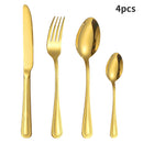 Axyaa Gold Stainless Steel Tableware Set - Knife, Fork, Spoon - 4/6/16/24pcs