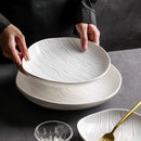 Axyaa Ceramic Water Ripple Deep Plate Set