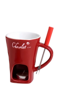 Axyaa Ceramic Chocolate Fondue Warmer Set for Valentine's Day