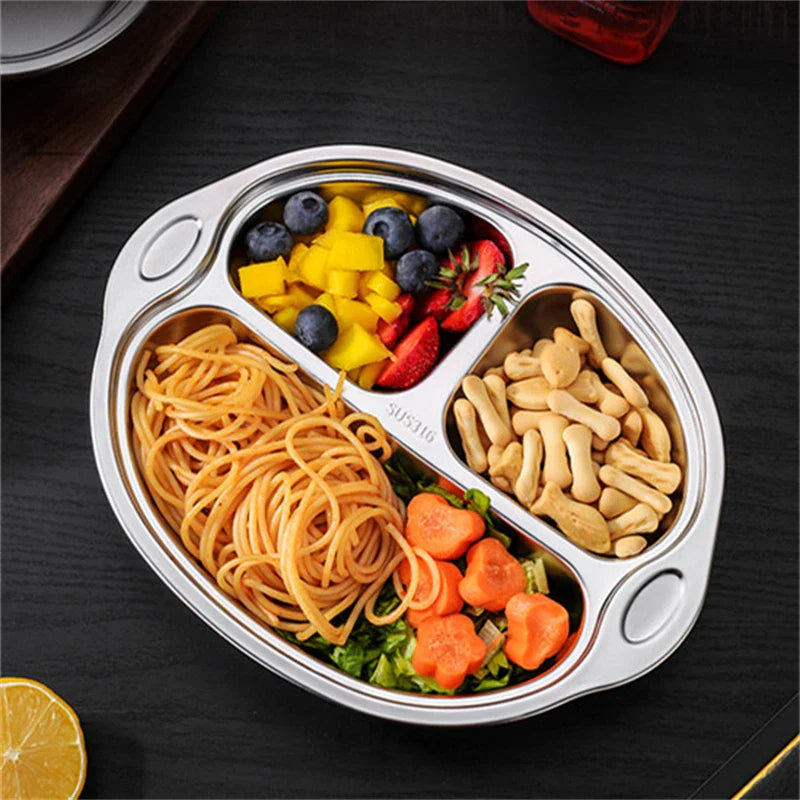 Axyaa Stainless Steel Divided Serving Tray Dinner Plate Lunch Container