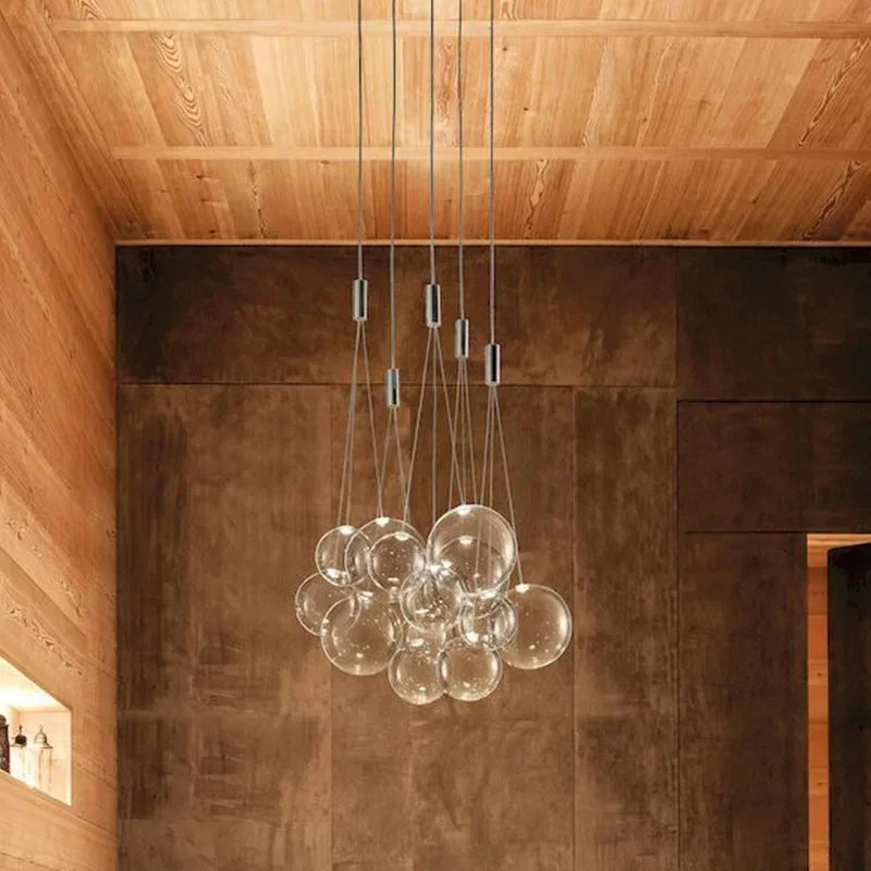 Axyaa Nordic LED Glass Chandelier for Living Dining Room, Restaurant - Pendant Lamp