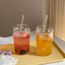 Axyaa Glass Cup with Lid and Straw - Transparent Drinkware for Juice, Water, Coffee