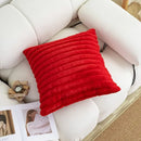 Axyaa Red Rabbit Fur Throw Pillow Covers Set, Cozy Christmas Home Decor