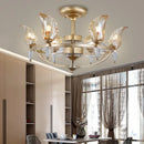 Axyaa Crystal Large Fan Chandelier for Living Dining Bedroom - Modern Luxury Ceiling Lamps