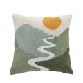 Axyaa Sunset Mountain Moon Plant Abstract Tufted Pillow Cover Cozy Decor Geometric Art