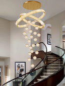 Axyaa Crystal Chandelier Stair Pendant Lamp Living Room Interior Lighting