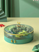 Axyaa Double Deck Fruit Tray - Rotating Storage Box for Snacks and Melon Seeds