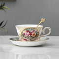 Axyaa Flower Tea Set with Porcelain Mug, Saucer, and Spoon