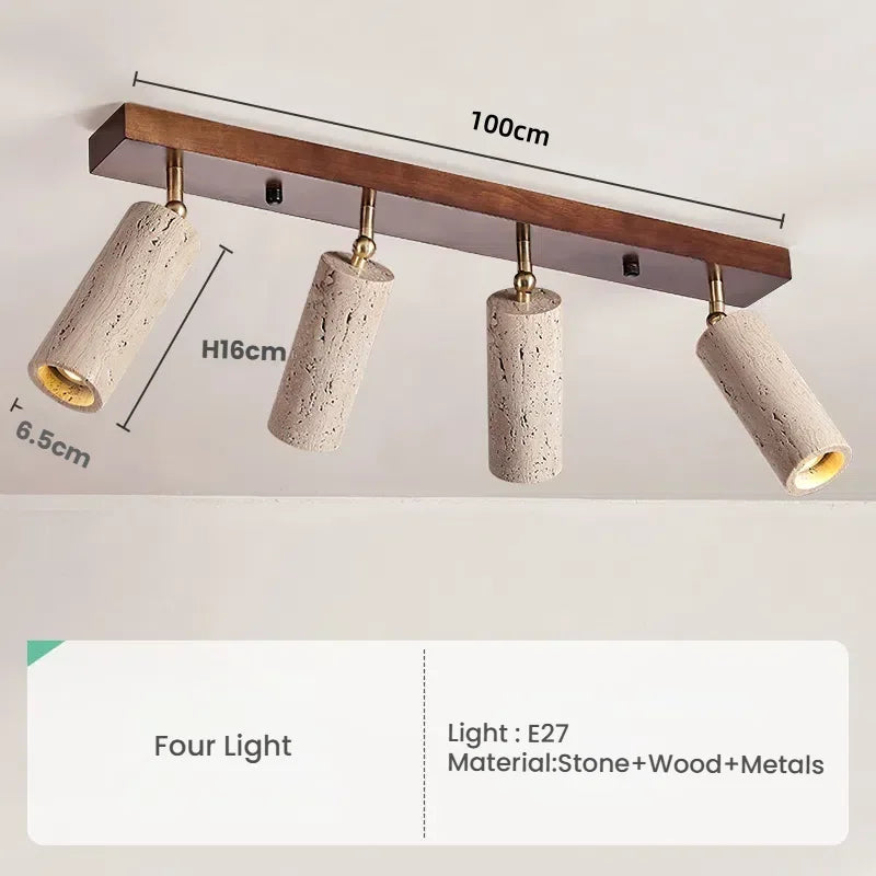 Axyaa Stone Metals Ceiling Light with 3 Warm Light Heads for Living Rooms