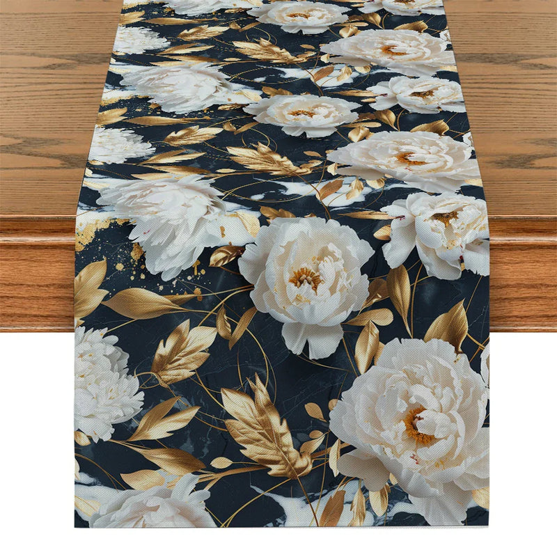 Axyaa 3D Effect Floral Table Runner for Farmhouse Dining Decor