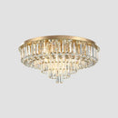 Axyaa Crystal Ceiling Chandelier: Modern, Luxury, Gold Round Lighting Fixture
