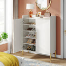 Axyaa 30-Pair Shoe Cabinet: Modern Entryway Storage Organizer with Doors, Shelves