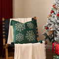 Axyaa Christmas Tree Bell Cushion Cover - Green Red Snowflakes, Pompom Balls Embroidery
