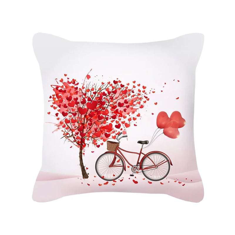 Red Geometric Pillow Case 45x45cm for Sofa, Car, Home Decor - Axyaa