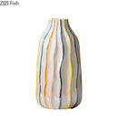Axyaa Rainbow Stripes Ceramic Vase Hydroponics Plant Pot for Stylish Room Aesthetic Decor