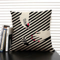 Axyaa Linen Cushion Cover in Black and White for Chic Home Decor