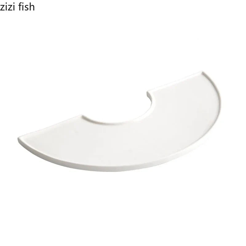 Axya White Ceramic Dining Plate for Restaurant, Sushi, Dessert, Pasta - Molecular Cuisine