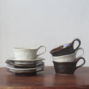 Axyaa Kiln Ceramics Latte Cups Set - Italian Style Coffee Mugs & Saucers