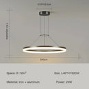 Axyaa Modern Black White Rings LED Pendant Chandelier for Living Room Bedroom Dining Kitchen
