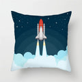 Axyaa Cartoon Astronaut Rocket Spaceship Sofa Pillowcase Space Theme Cushion Cover