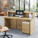 Axyaa Rustic Front Reception Desk, 57-Inch Boho Welcome Checkout Counter for Office
