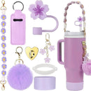 Axyaa 7/8pcs Cup Set: Handle Strap, Boot, Straw Cover, Charms for 40oz 30oz Tumbler