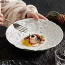 Axyaa Stone Pattern Ceramic Dinner Plate Set - Restaurant Tableware