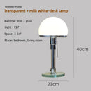Axyaa Frosted Glass Bauhaus Desk Lamp Silvery Body LED Lights