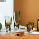 Axyaa Minimalist Amber Glass Vase for Modern Home Decor and Flower Arrangements