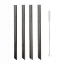 Axyaa Stainless Steel Milkshake Straws Set of 5 with Cleaning Brush