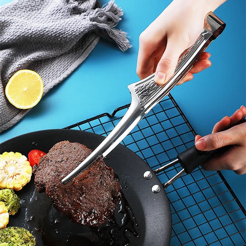 Axyaa Stainless Steel Kitchen Tongs for BBQ, Salad, Steak & More