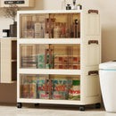 Axyaa Foldable Storage Box with Rolling Wheels and Double-Door for Kitchen, Bedroom, Toys and Clothes