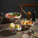 Axyaa Butterfly Love Flower Japanese Ceramic Rice Bowl - Retro Salad Fruit Bowl