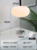 Axyaa White Glass Table Lamp: Minimalist Bauhaus Design, Nordic Style, Silver Iron Frame