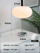 Axyaa White Glass Table Lamp: Minimalist Bauhaus Design, Nordic Style, Silver Iron Frame