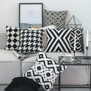Axyaa Black White Embroidered Cotton Cushion Cover 45x45cm Square for Sofa Bed