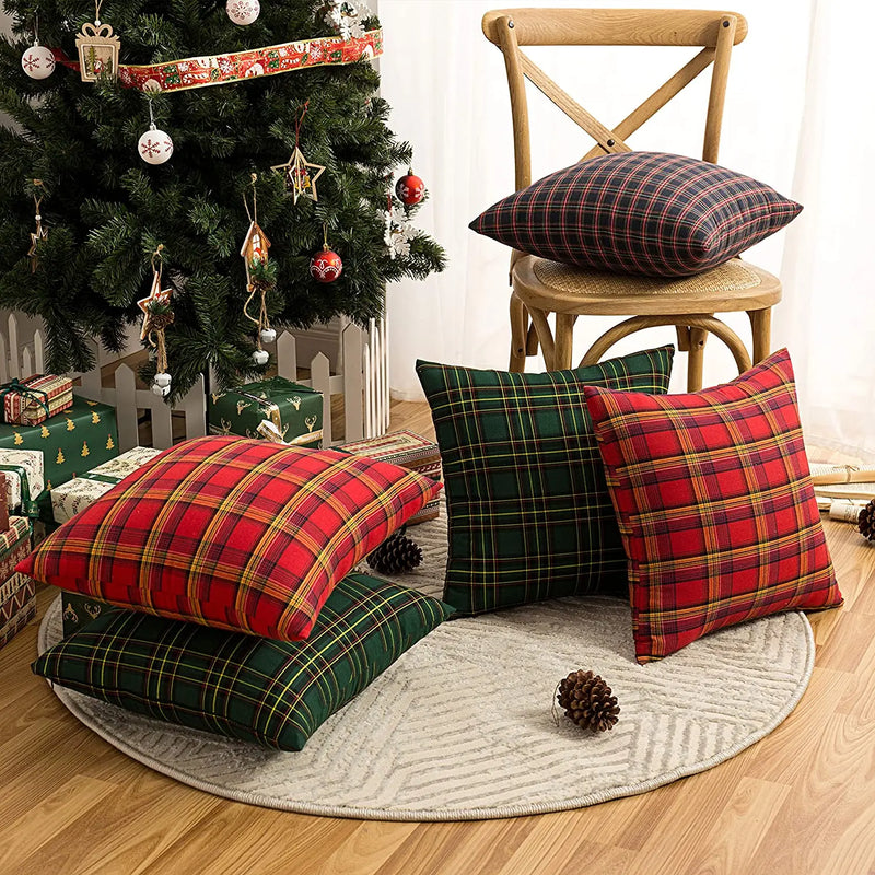 Axyaa Christmas Green Cushions: Soft Nordic Pillows for Living Room Decor