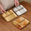Axyaa Stainless Steel Dipping Plate with Compartments and Tray - Tableware for Snacks and Lunch
