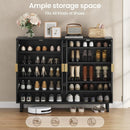 Axyaa 4-Door Shoe Storage Cabinet with Adjustable Shelves and Metal Legs